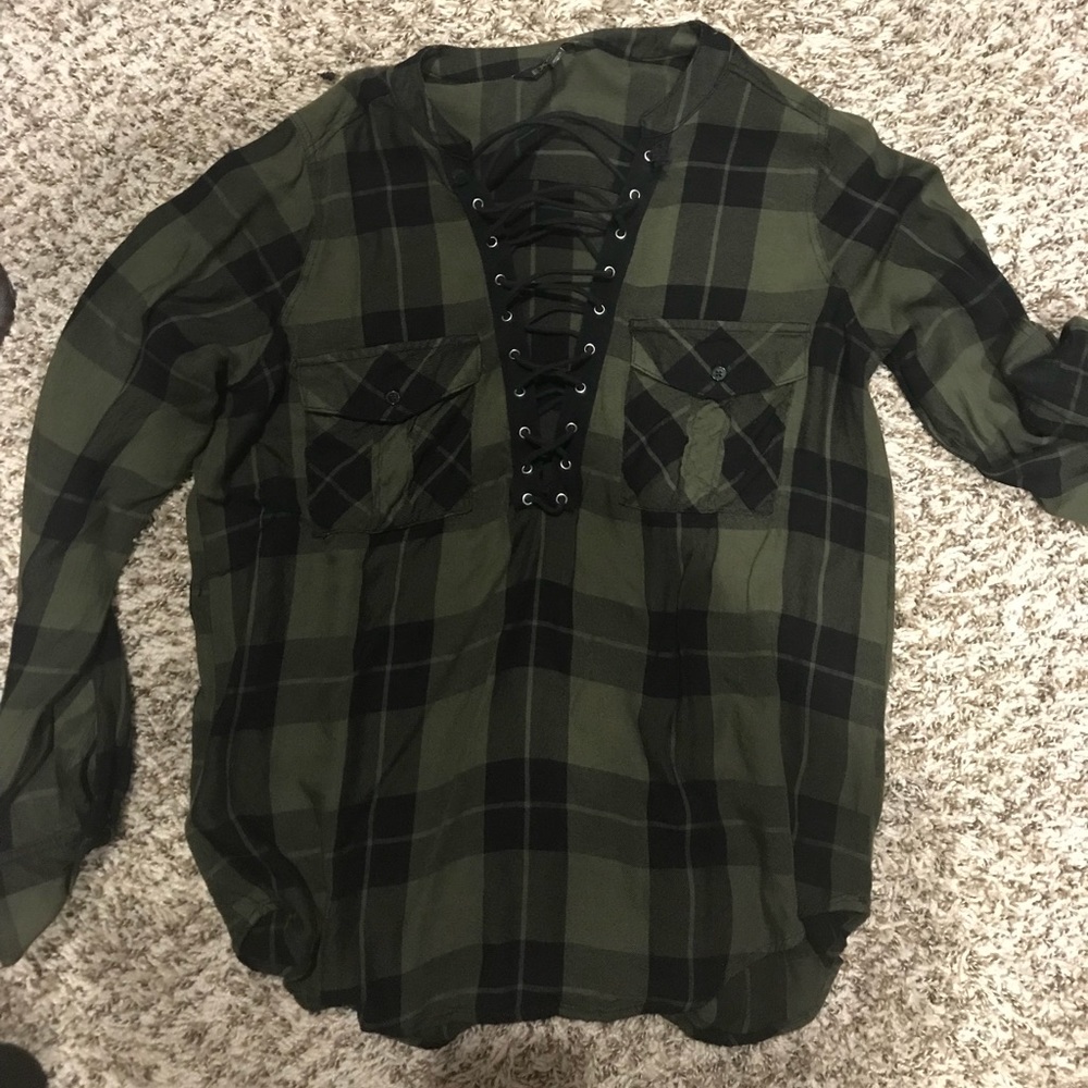 Green & black checkered top